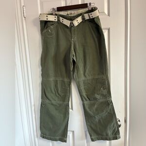 Eddie Bauer Olive Cargo Pants with Belt Cotton